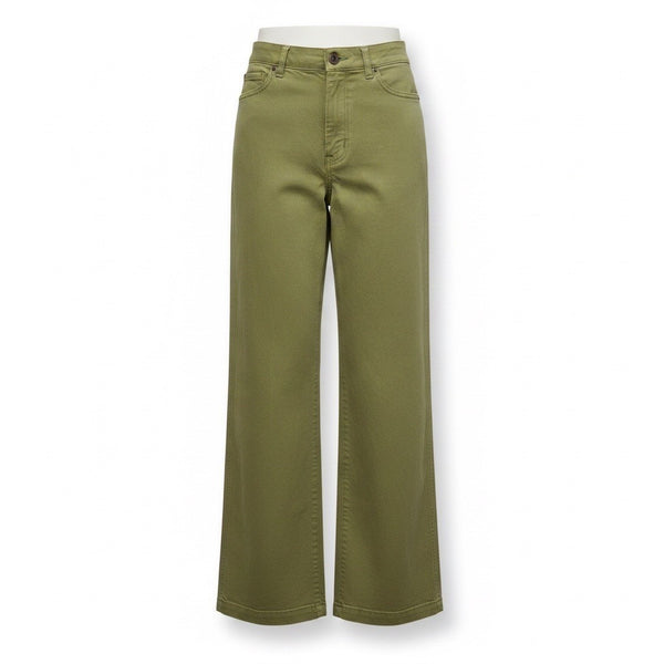 Madewell Womens Olive Cotton Blend Emmett Wide-Leg Pants Casual Outfit Size 25