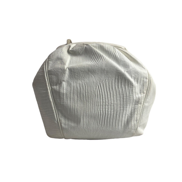 Vintage Sharif Women's White Crock Skin Leather Crossbody Bag Sz S