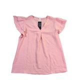 Blooming Jelly Womens Pink V-Neck Ruffle Sleeve Blouse Top Size L