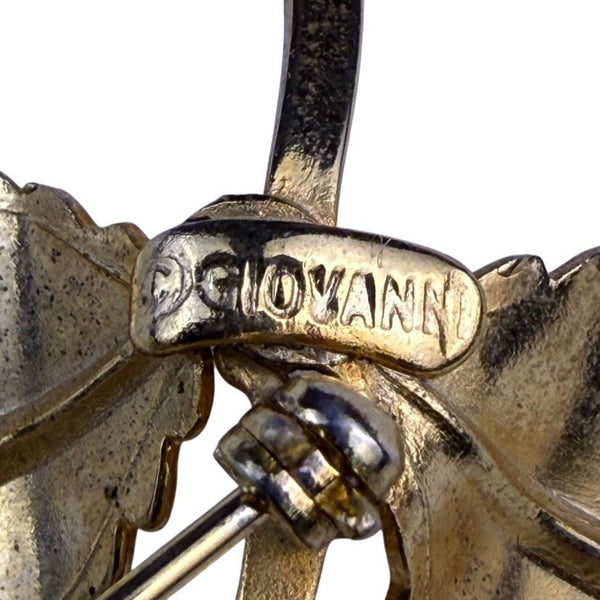 Giovanni Womens Gold Tone Metal Rose Brooch Floral Pin Vintage Jewelry