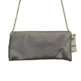INC Women’s Silver Metallic Mesh Chain Strap Fold-Over Design Clutch Bag