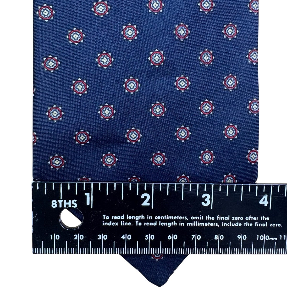 Marc Jeffries Mens Navy Silk Geometric Pattern Tie 100% Handmade Classic Italy