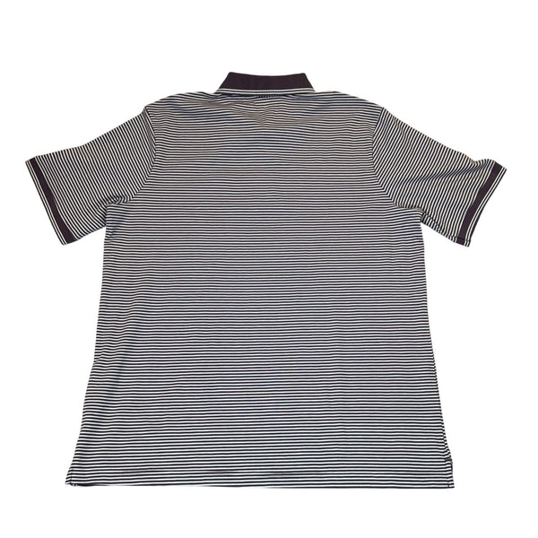 Lands End Mens Purple/White Striped Supima Polo Shirt Short Sleeve Sz 46-48