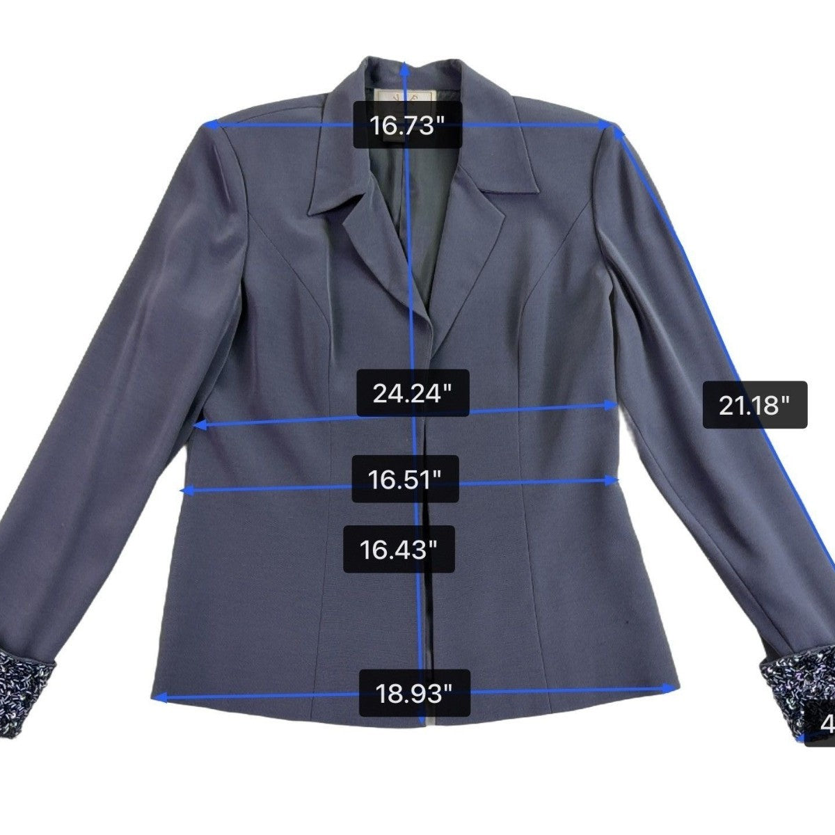 Vie By Victoria Royal Womens Gray Sequin Top & Blazer Formal Dress Set Sz 8