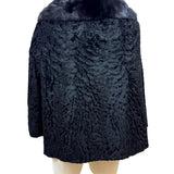 Vintage 50s - 60s Helen L Black Fur Cap Textured Body and Mink-Style Collar S/M