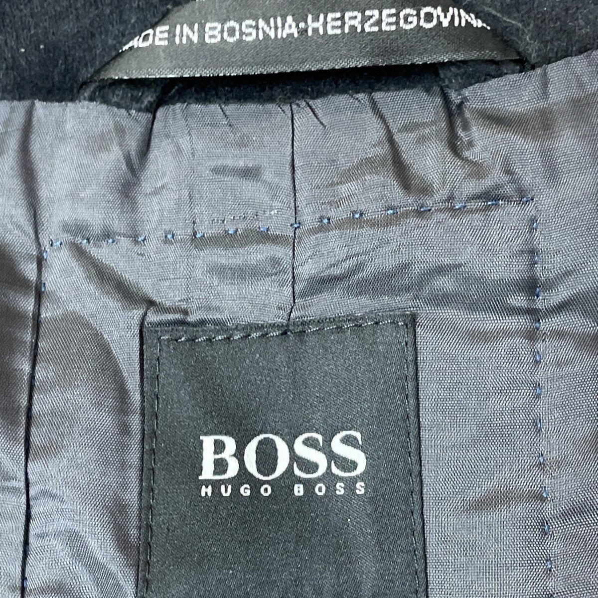 Boss Mens Black Cotton Blazer Jacket Two-Button Style W/ Lining Detail Size 40R