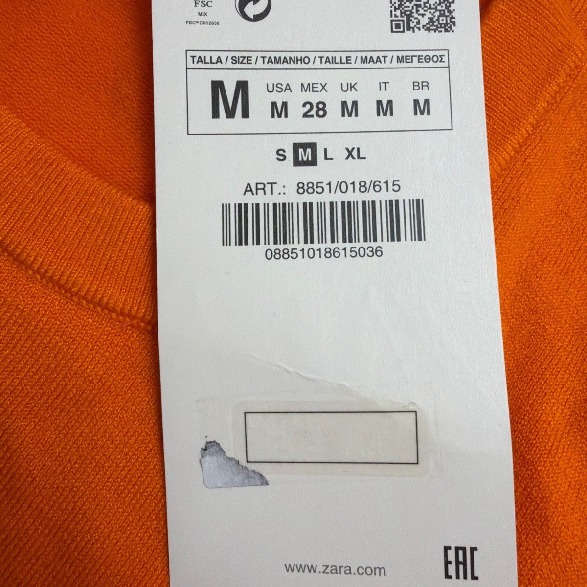 Zara Womens Orange Knit Sleeveless Sweater Viscose Blend Elastic Hem Size M