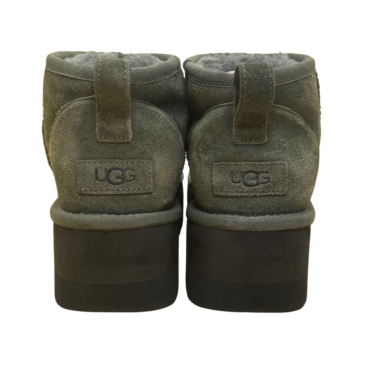 Ugg Women’s Green Suede Faux Shearling Lining Mid Top Platform Booties Size 9
