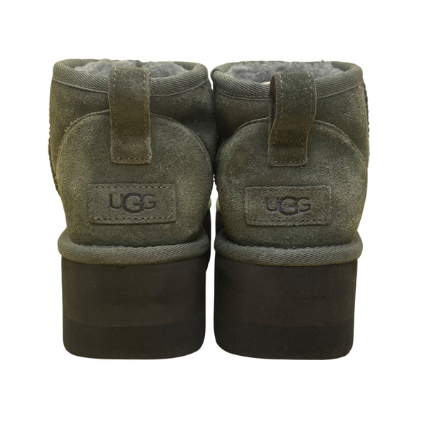 Ugg Women’s Green Suede Faux Shearling Lining Mid Top Platform Booties Size 9