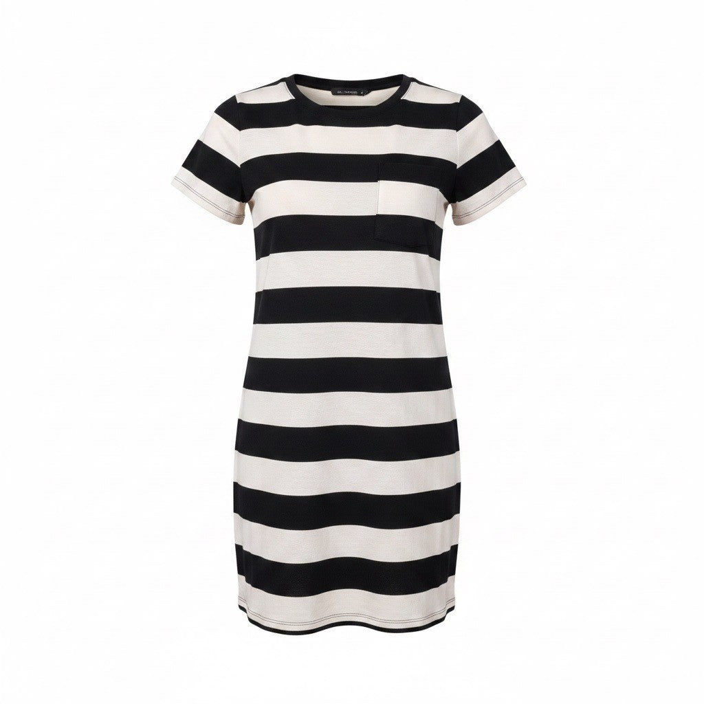 Banana Republic Womens Black & White Striped T-Shirt Dress Casual Style Size S