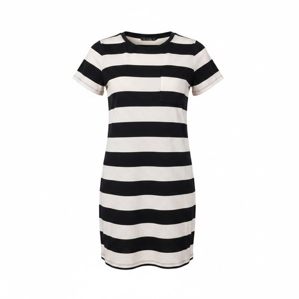 Banana Republic Womens Black & White Striped T-Shirt Dress Casual Style Size S