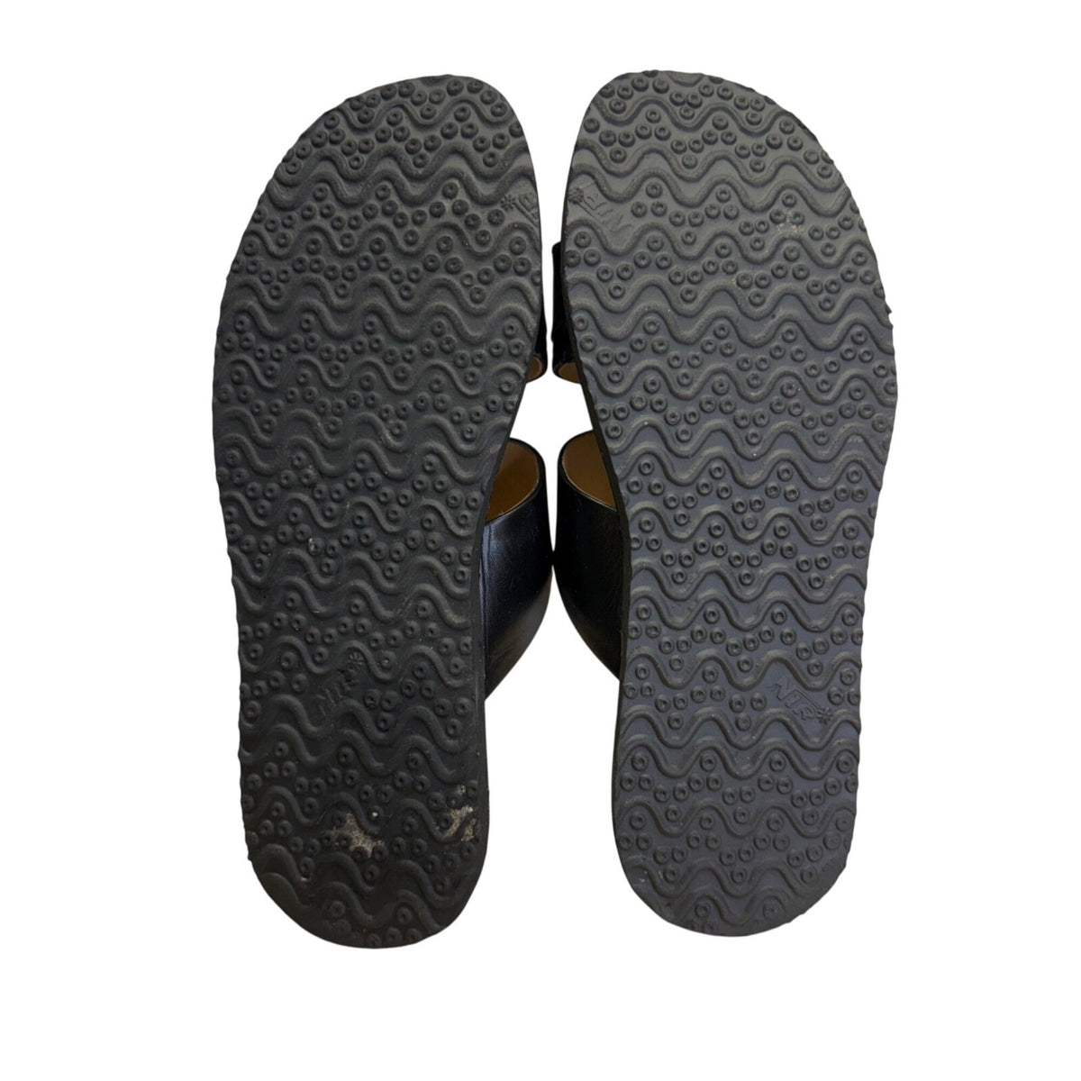 Sreeleathers Black Leather Cushioned Soles Open-Toe Chappal Sandals Sz 10US