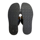Sreeleathers Black Leather Cushioned Soles Open-Toe Chappal Sandals Sz 10US