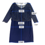 Patra Womens Navy Beaded Sheath Dress With Sheer Overlay Size 12