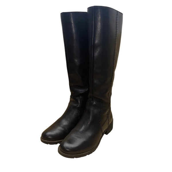 Sofft Women’s Black Leather Stitched Detailing Zip-Up Knee High Boots Size 7.5M