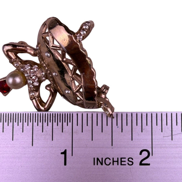 Vintage Tasha Womens Gold Tone Synthetic Gemstone Ballet Dancer Brooch Jewelry
