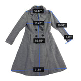 Aptro Womens Gray Wool Blend Double-Breasted Winter Coat Size S