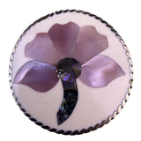 Vintage Pink & Silver Tone Mother-Of-Pearl Floral Round Brooch