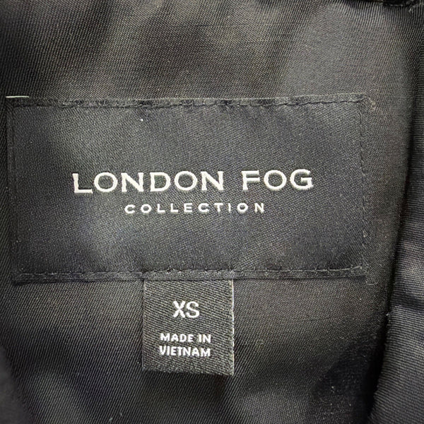 London Fog Womens Black Cotton Polyester Hooded Trench Coat Size XS