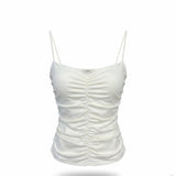 J.Crew Womens White Ruched Camisole Tank Top With Spaghetti Straps Size M
