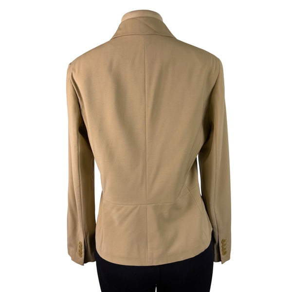 Talbots Womens Beige Wool Blend Grace Fit Blazer Jacket Button-Front Size 8