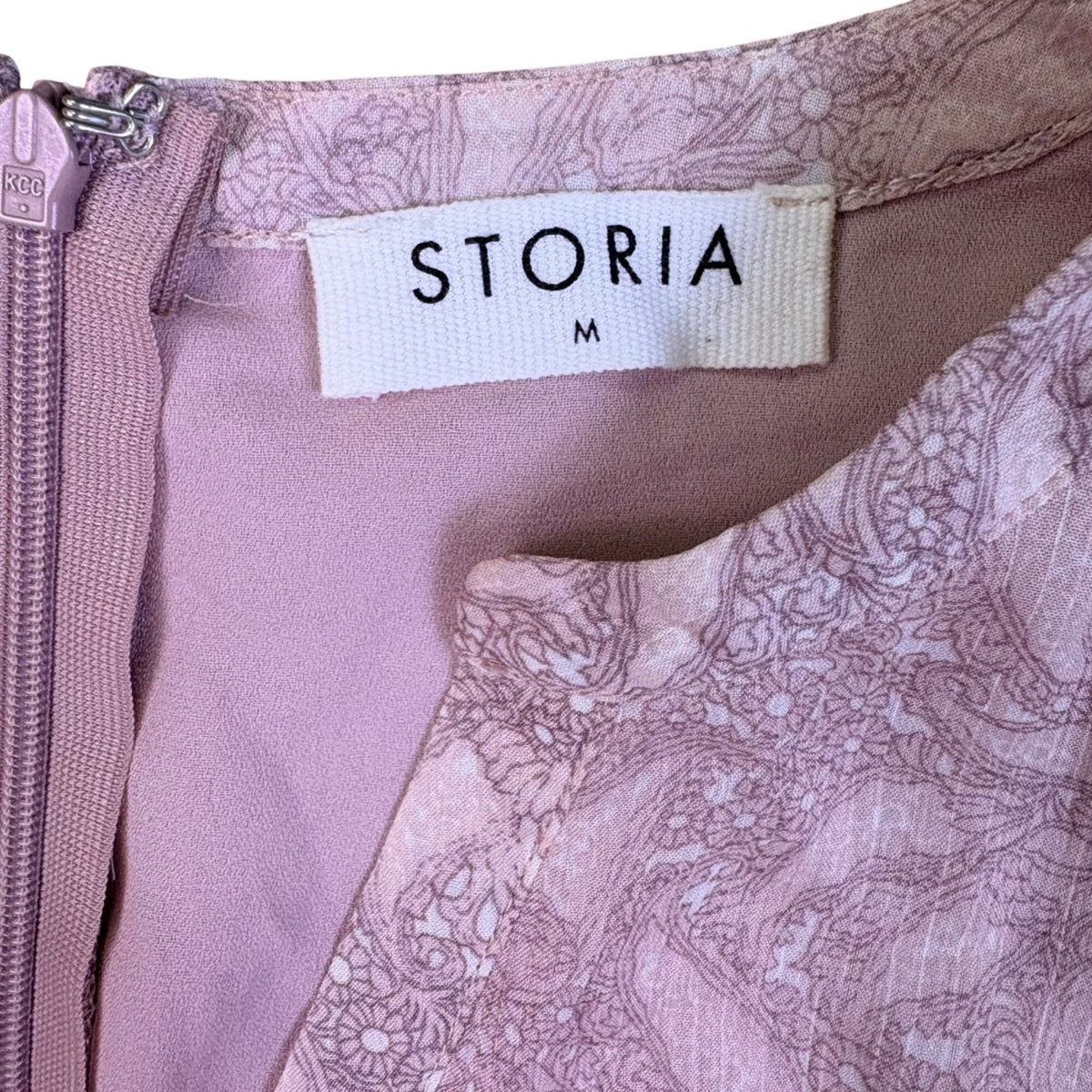 Storia Womens Pink Tiered Maxi Dress W/ Long Sleeves Textured Floral Sz M