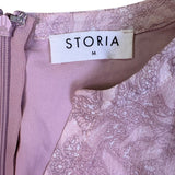 Storia Womens Pink Tiered Maxi Dress W/ Long Sleeves Textured Floral Sz M