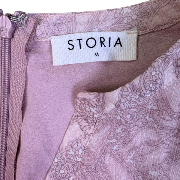 Storia Womens Pink Tiered Maxi Dress W/ Long Sleeves Textured Floral Sz M