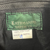 Kathmandu Imports Women's Brown Peace Symbol Embroidered Crossbody Bag Sz M