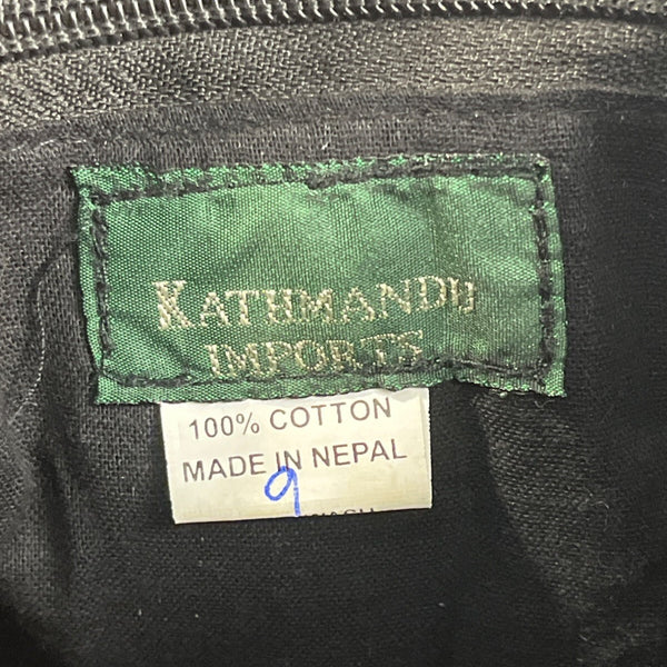 Kathmandu Imports Women's Brown Peace Symbol Embroidered Crossbody Bag Sz M