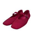 Vivaia Women Red Knitted Fabric Mary Jane Flats Size US9