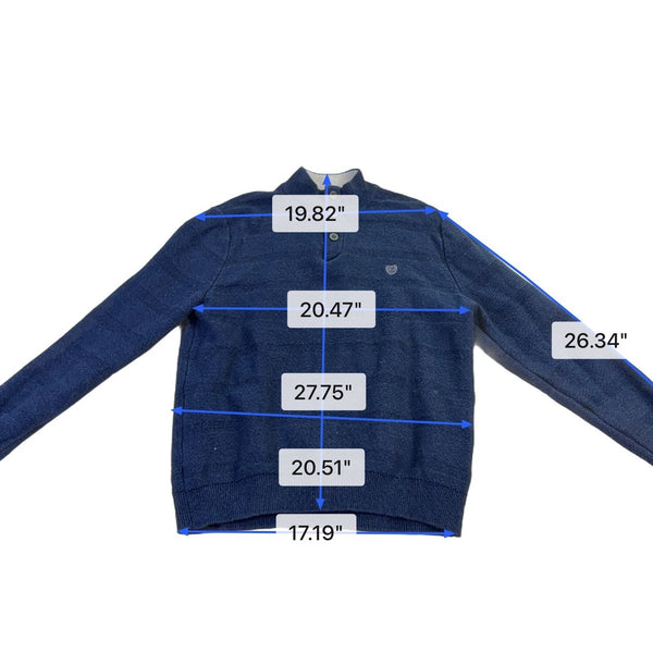 Chaps Mens Navy Sweater Button-Up Pullover Classic Long Sleeve Top Size M 
