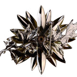 Vintage Gold Tone Floral Brooch Rhinestone Center Pin  Elegant Design