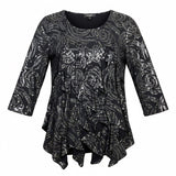 Elementz Women Black Top Swirl Glitter Pattern Size M
