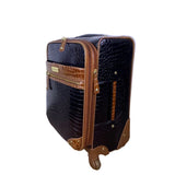 Samantha Brown Women’s Black & Brown Croc-Embossed Rolling Carry-On Luggage