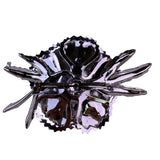 Large Vintage Flower Brooch Silver Tone Women’s Metal Crystal 1950s Design