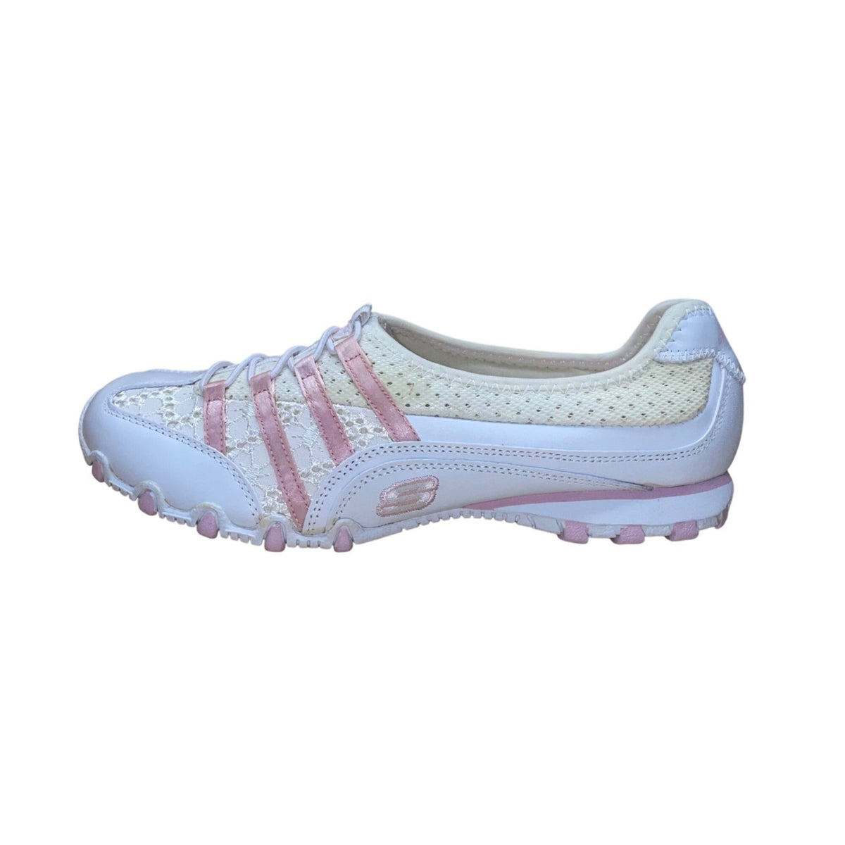 Skechers Women’s White & Light Pink Bikers Grapevine Sneakers Size 7
