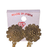 Gold Tone Womens Earrings With Pearl Accents Long Chain Stud Dangle 
