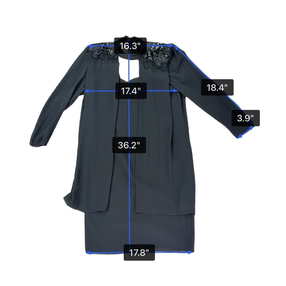 Ursula Womens Black Polyester Beaded Capelet Formal Dress Elegant Design Size 8P