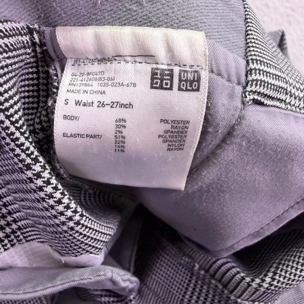 Uniqlo Womens Gray Plaid Straight-Leg Dress Pants Size S 26-27"
