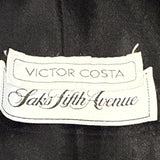 Vintage Victor Costa Black Cocktail Dress With Bow Back & Pleated Skirt Sz 6