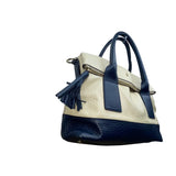 Kate Spade Women’s Ivory & Navy Leather Tassel Zipper Closure Tote Bag