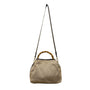 J.McLaughlin Women’s White & Blue Canvas Bamboo Handle Shoulder Bag