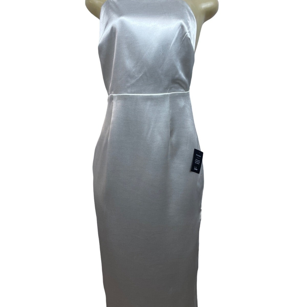 Lulus White Satin Midi Dress With Spaghetti Straps & Open Back Design Sz M - New