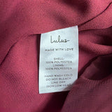 Lulus Womens Burgundy Tie-Front Long Sleeve Dress Ruffle Hem Polka Dot Sz XL