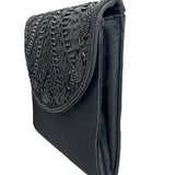 Vintage Women’s Black Flowery Detail Beaded Crossbody Evening Bag