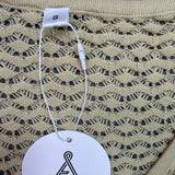Anrabess Women Beige Long Sleeve Knit Tunic With Tie Neck Size S