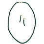 Vintage Green Malachite Womens Necklace & Gold Tone Earrings Set Elegant Design