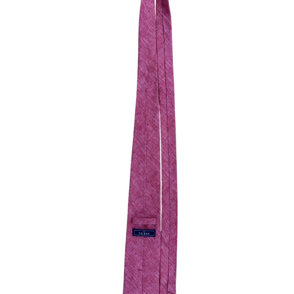 Tie Bar Mens Pink Linen Necktie Polished Slim Fit Modern Look Solid Design