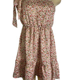 Floral Halter Neck Mini Dress With Ruffle Hem & Open Back New